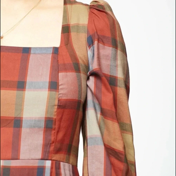 Gravel and Gold Velutina Maxi Dress in Plaid size Small - Picture 4 of 7